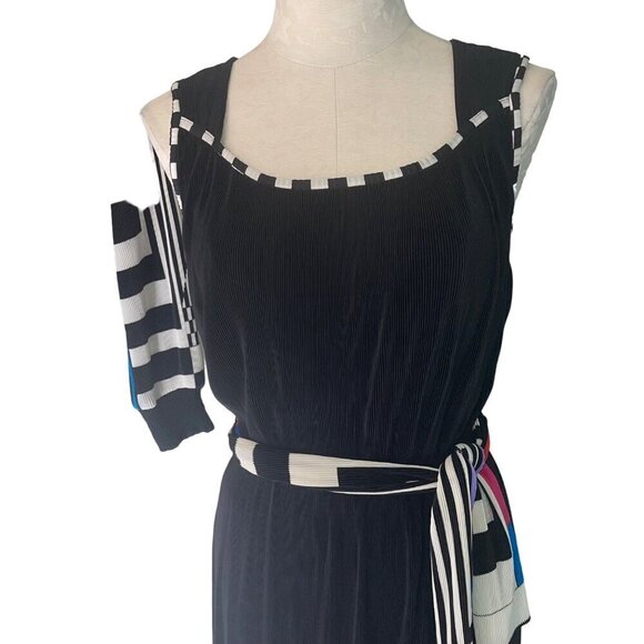 Virginie Vintage Womens Dress Jacket Size Medium Black Ensemble Midi Pleated - Picture 10 of 10